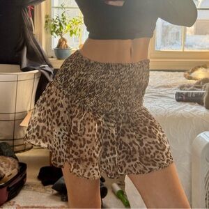 Mango Leopard Print Women's Skirt